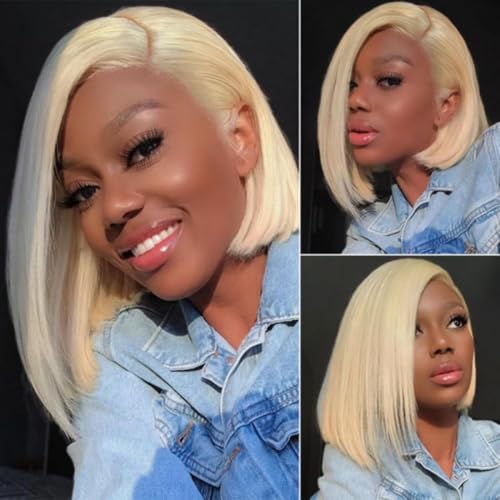 Bob Echthaarperücke, 30,5 cm, blond, 13 x 4 Spitzenfront-Perücke, glatt, zum Tragen und Tragen, kurze 613 Echthaarperücke für schwarze Frauen, Bob Echthaarperücke, 30,5 cm, blond, 13 x 4 Spitzenfront-Perücke, glatt, zum Tragen und Tragen, kurze 613 Echthaarperücke für schwarze Frauen, von lichang