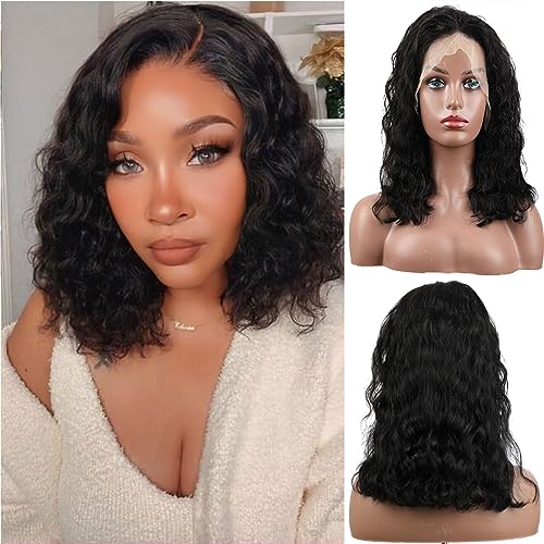Wear and Go Echthaar-Perücke, 33 x 10,2 cm, mit Frontschnürung HD, klebefrei, vorgerückt, Babyhaar, 180 % Dichte, kurze Bob-Perücken für schwarze Frauen Wear and Go Echthaar-Perücke, 33 x 10,2 cm, mit Frontschnürung HD, klebefrei, vorgerückt, Babyhaar, 180 % Dichte, kurze Bob-Perücken für schwarze Frauen von lichang