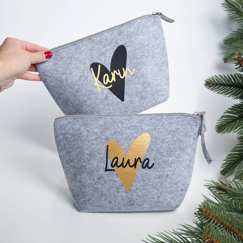Personalisierte Filz Kosmetiktasche Mit Initial Und Name, Schminktasche Personalisierter Kosmetikbeutel, Geschenk Personalisierte Filz Kosmetiktasche Mit Initial Und Name, Schminktasche Personalisierter Kosmetikbeutel, Geschenk von liebelandia
