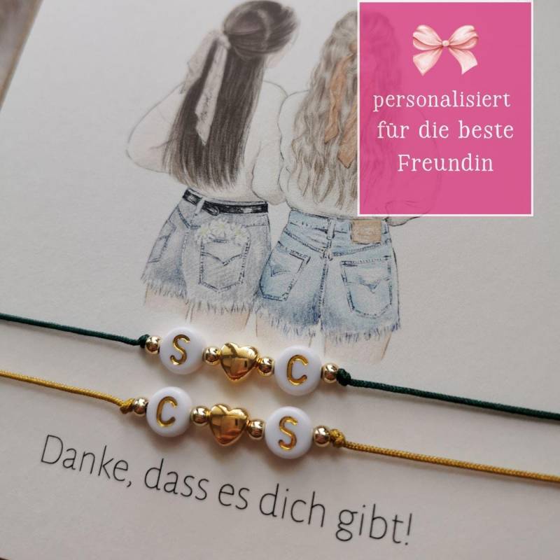 2 Stk. Filigranes Freundschaftsarmband Personalisiert | Personalisiertes Perlerarmband Beste Freundin Geschenk Makrameearmband Mit Herz 2 Stk. Filigranes Freundschaftsarmband Personalisiert | Personalisiertes Perlerarmband Beste Freundin Geschenk Makrameearmband Mit Herz von liebevollemomente