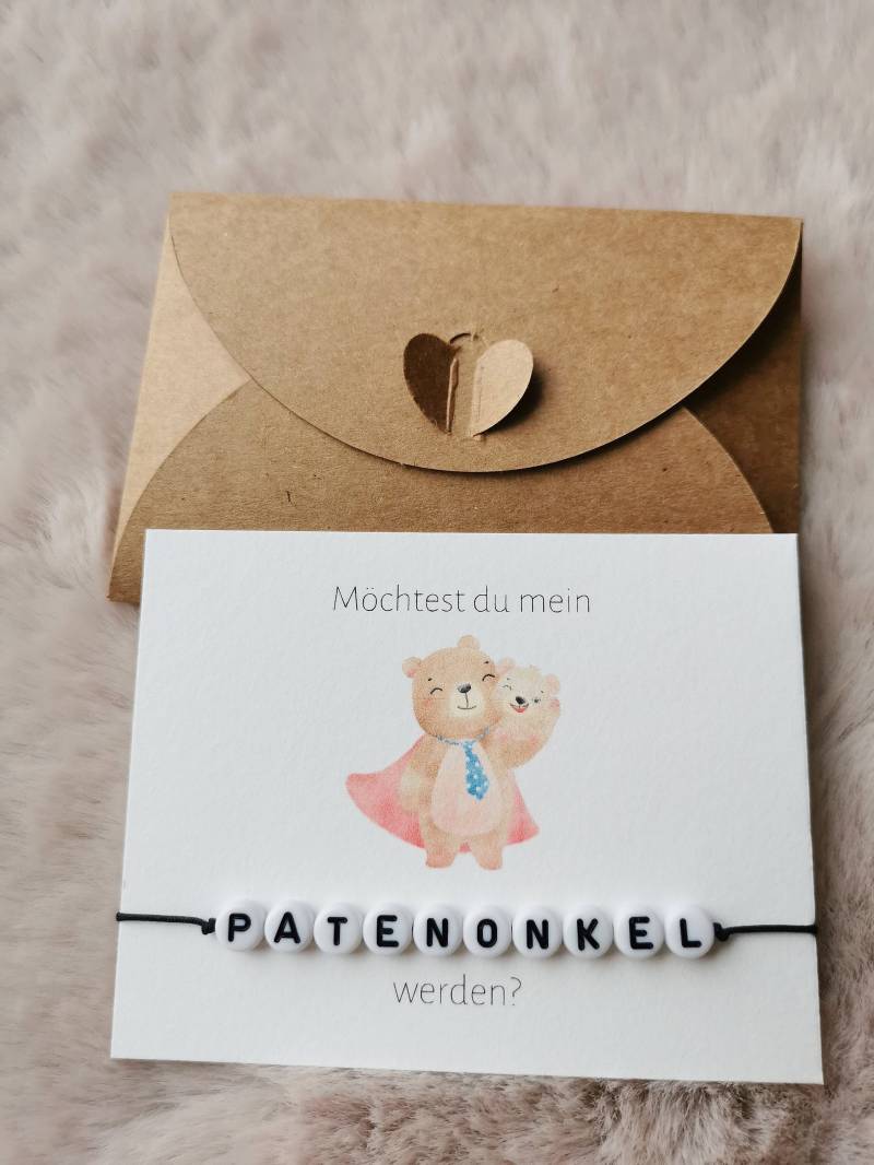 Patenonkel Fragen Karte Armband | Geschenk Taufpate Möchtest Du Mein Sein? Taufe Geburt Pateneltern Patenonkel Fragen Karte Armband | Geschenk Taufpate Möchtest Du Mein Sein? Taufe Geburt Pateneltern von liebevollemomente
