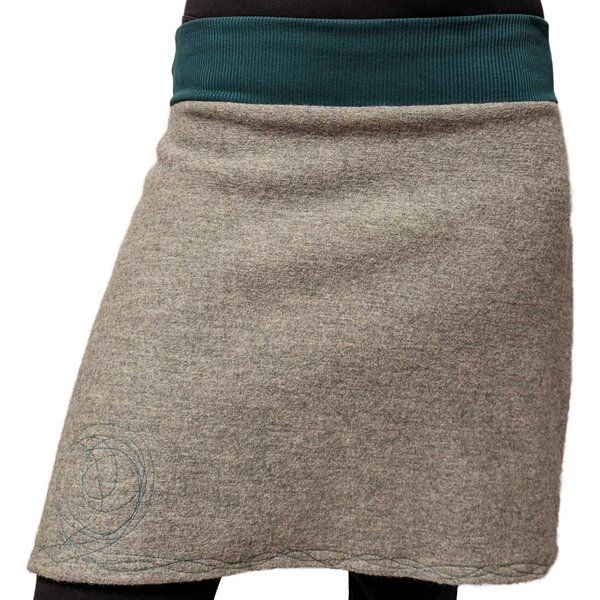 Rock Wollrock kurz Wollwalk bio Unikat mit Stickerei liebewicht von liebewicht