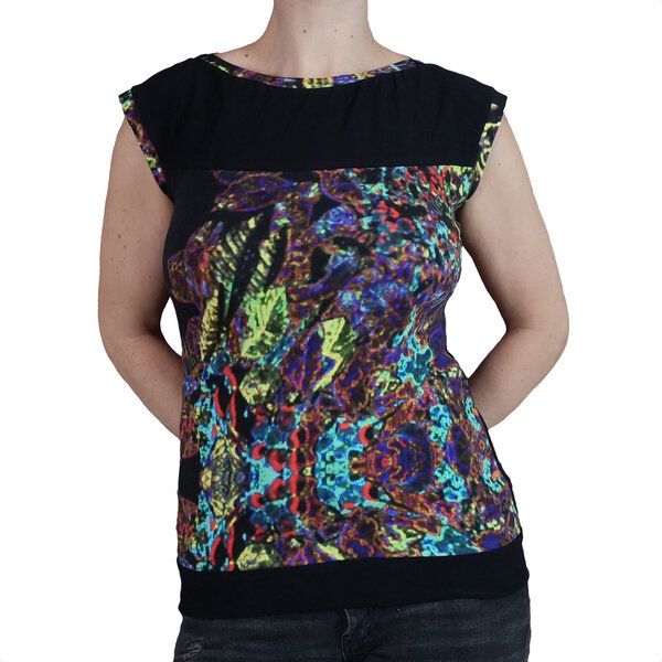 liebewicht Bio Jersey Shirt mit U-Boot Ausschnitt schwarz neon von liebewicht
