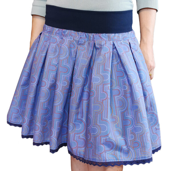 liebewicht FaltenRock Rock blau bunt gemustert für Damen aus Biobaumwolle von liebewicht