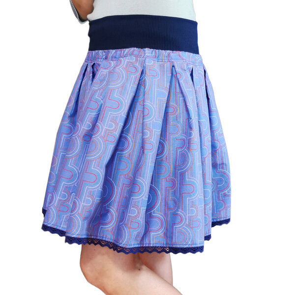 liebewicht FaltenRock Rock blau bunt gemustert für Damen aus Biobaumwolle von liebewicht