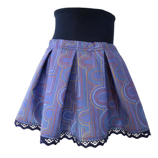 liebewicht Faltenrock Drehrock blau gemustert für Mädchen aus Biobaumwolle von liebewicht