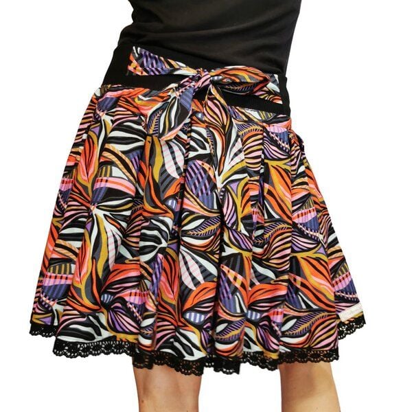 liebewicht Faltenrock Rock schwarz bunt gemustert aus Biobaumwolle Modal Damen von liebewicht