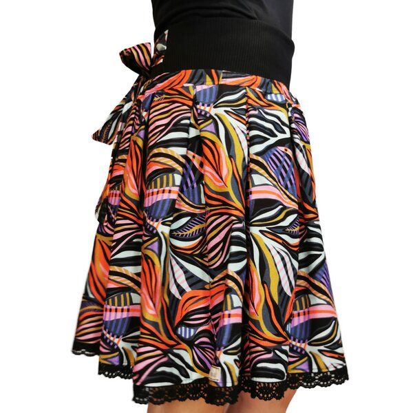 liebewicht Faltenrock Rock schwarz bunt gemustert aus Biobaumwolle Modal Damen von liebewicht