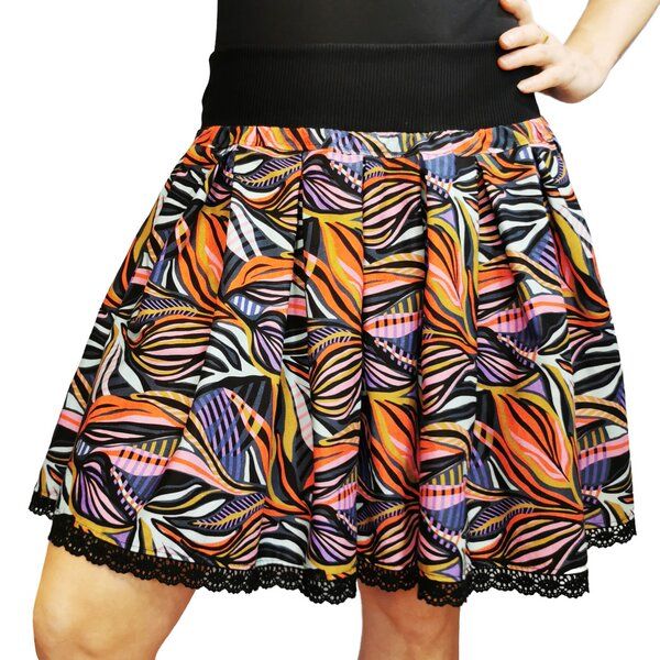 liebewicht Faltenrock Rock schwarz bunt gemustert aus Biobaumwolle Modal Damen von liebewicht