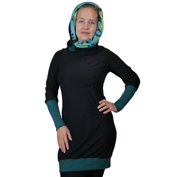 liebewicht Kapuzenkleid KapOn Jersey bunt/schwarz oder schwarz/bunt von liebewicht