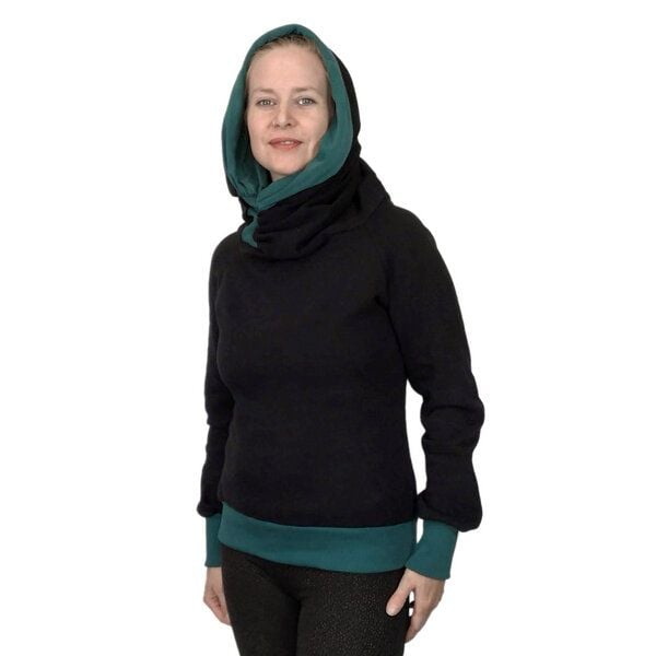 liebewicht Kapuzenpullover KapOn schwarz/grün in 2 Längen nach Wahl von liebewicht