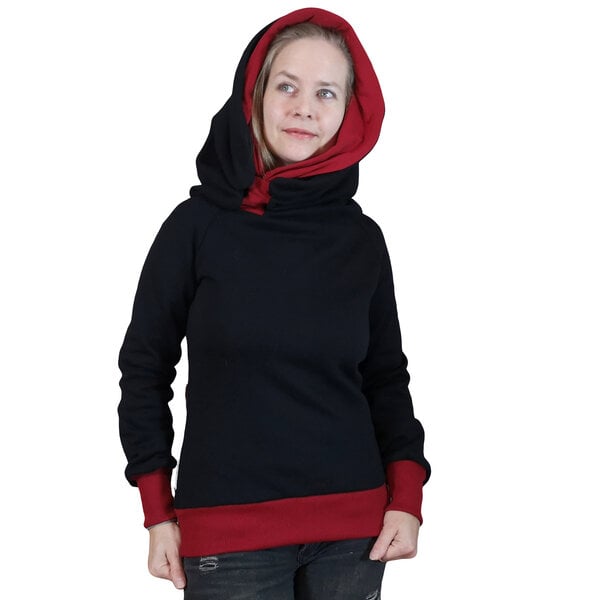 liebewicht Kapuzenpullover KapOn schwarz/rot 2 Längen nach Wahl von liebewicht