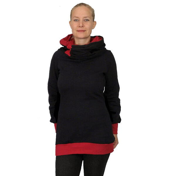 liebewicht Kapuzenpullover KapOn schwarz/rot 2 Längen nach Wahl von liebewicht