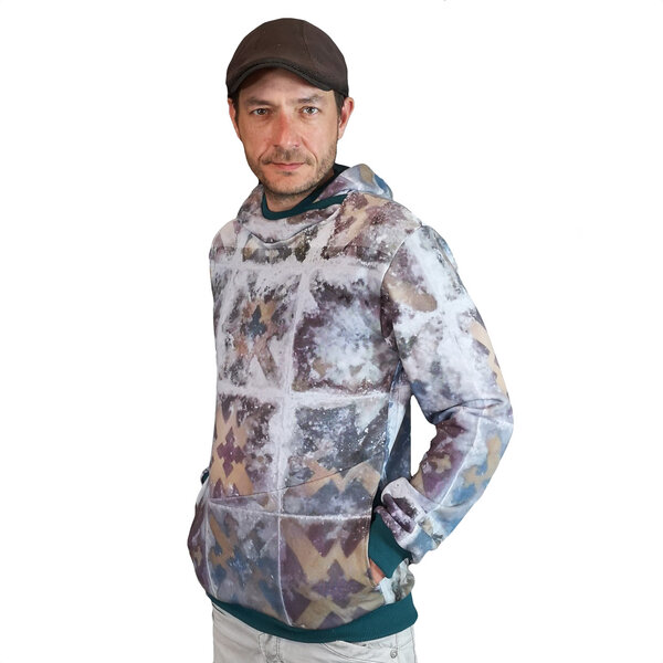 liebewicht Pullover Hoodie Sweater grau bunt gemustert aus Biobaumwolle von liebewicht