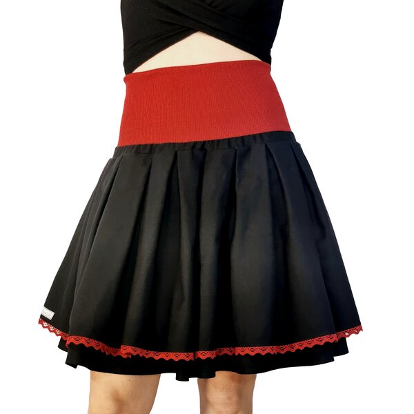 liebewicht Rock Faltenrock schwarz rot aus Biobaumwolle für Damen von liebewicht