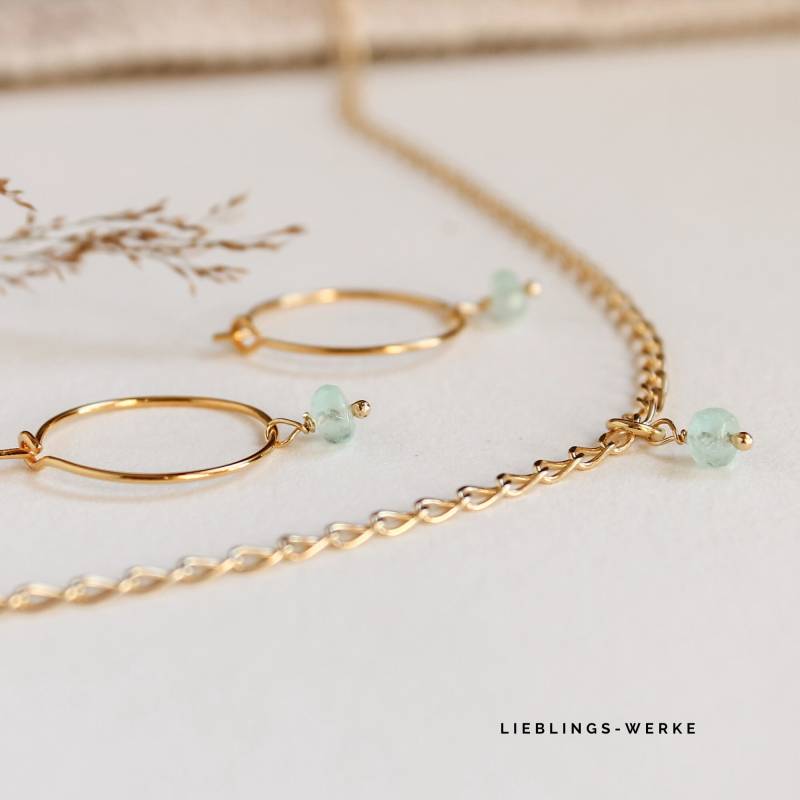 Edle Smaragd Kette Sterlingsilber Vergoldet/ Gliederkette Gold Mit Anhänger/Geschenke Für Sie von lieblingswerkeshop