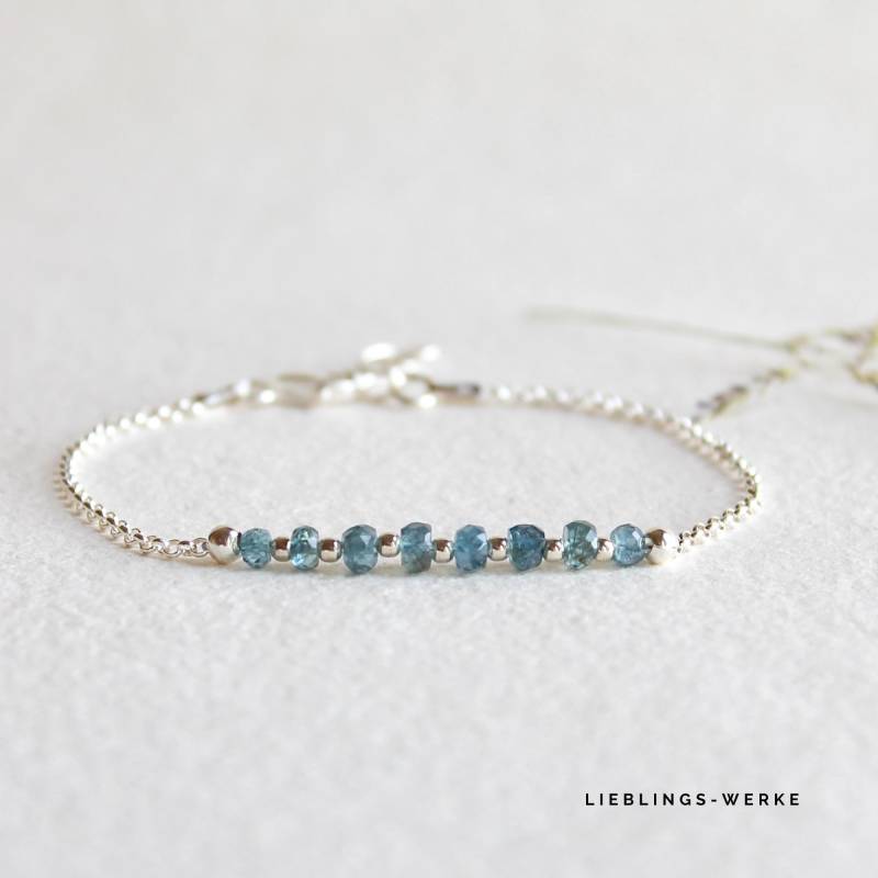 Edles Aquamarin Armband 925 Sterlingsilber/Moos /Edelsteinarmband /Weihnachtsgeschenke Für Sie von lieblingswerkeshop