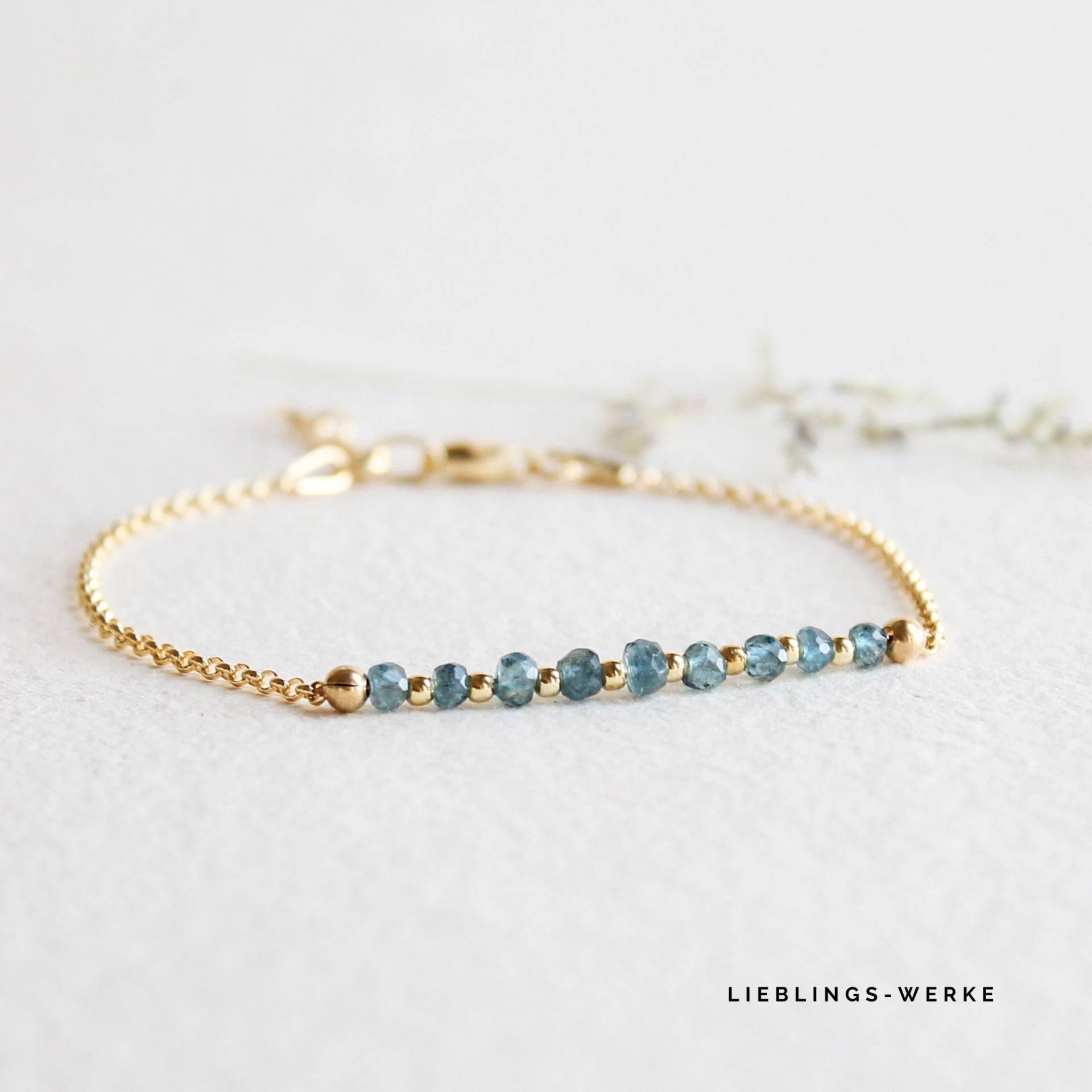 Edles Aquamarin Armband Sterlingsilber Vergoldet/Moos /Edelsteinarmband /Weihnachtsgeschenke Für Sie von lieblingswerkeshop