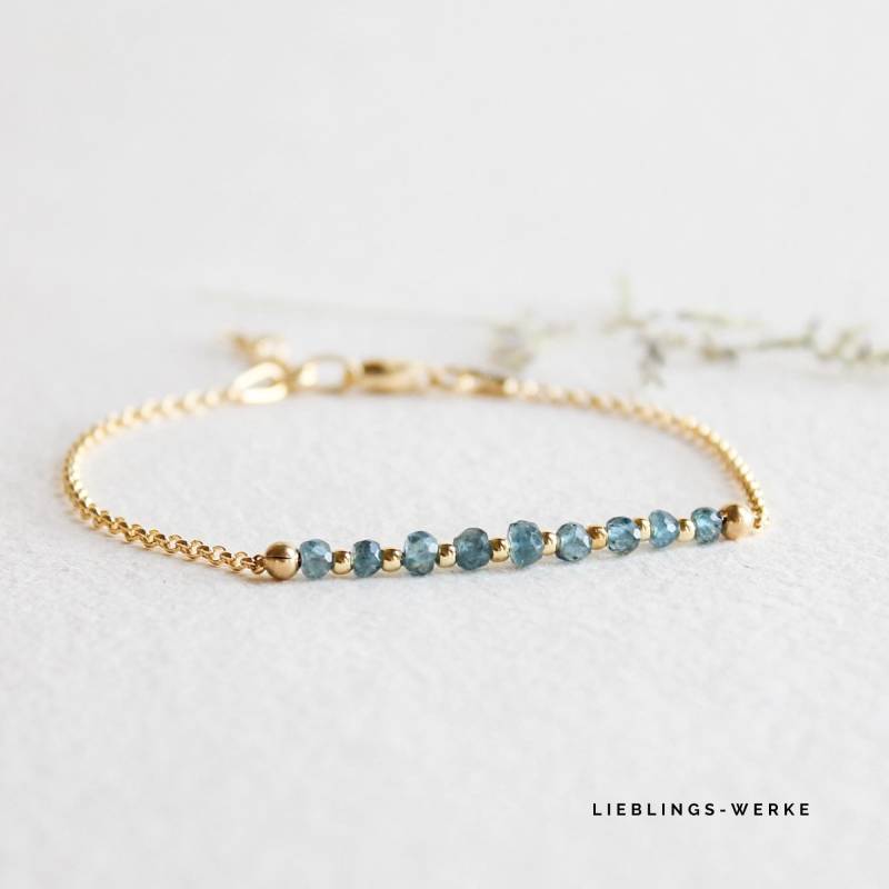 Edles Aquamarin Armband Sterlingsilber Vergoldet/Moos /Edelsteinarmband /Weihnachtsgeschenke Für Sie von lieblingswerkeshop