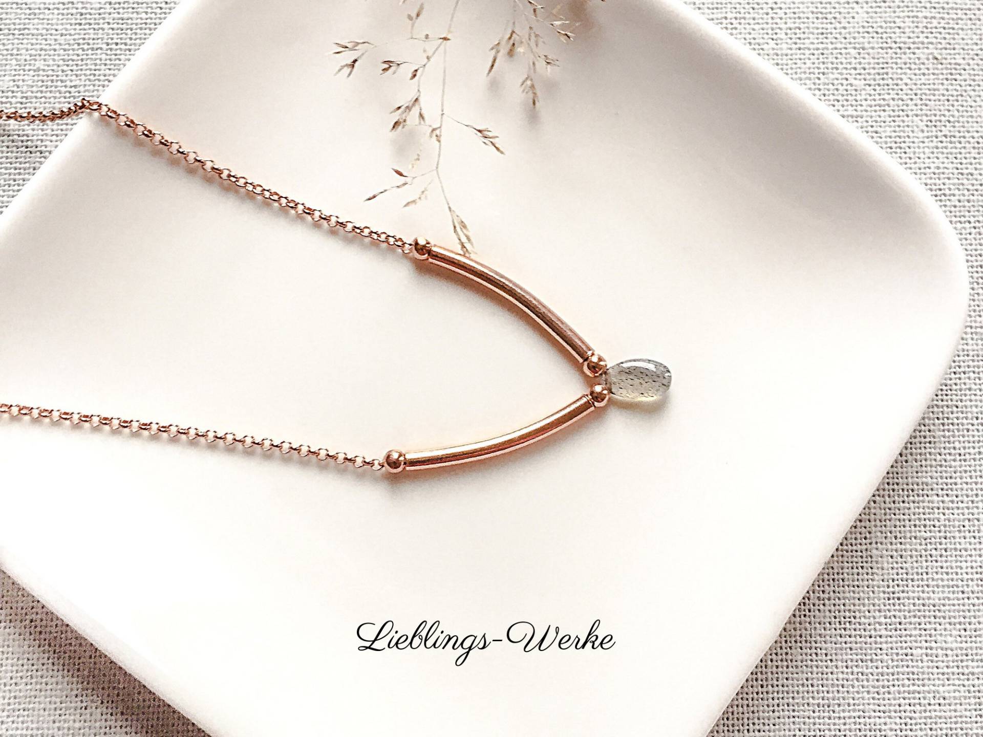 Feine Kette Mit Labradorit Sterlingsilber Rosévergoldet/Halskette Roségold/Labradoritkette/Geschenke Für Frauen von lieblingswerkeshop