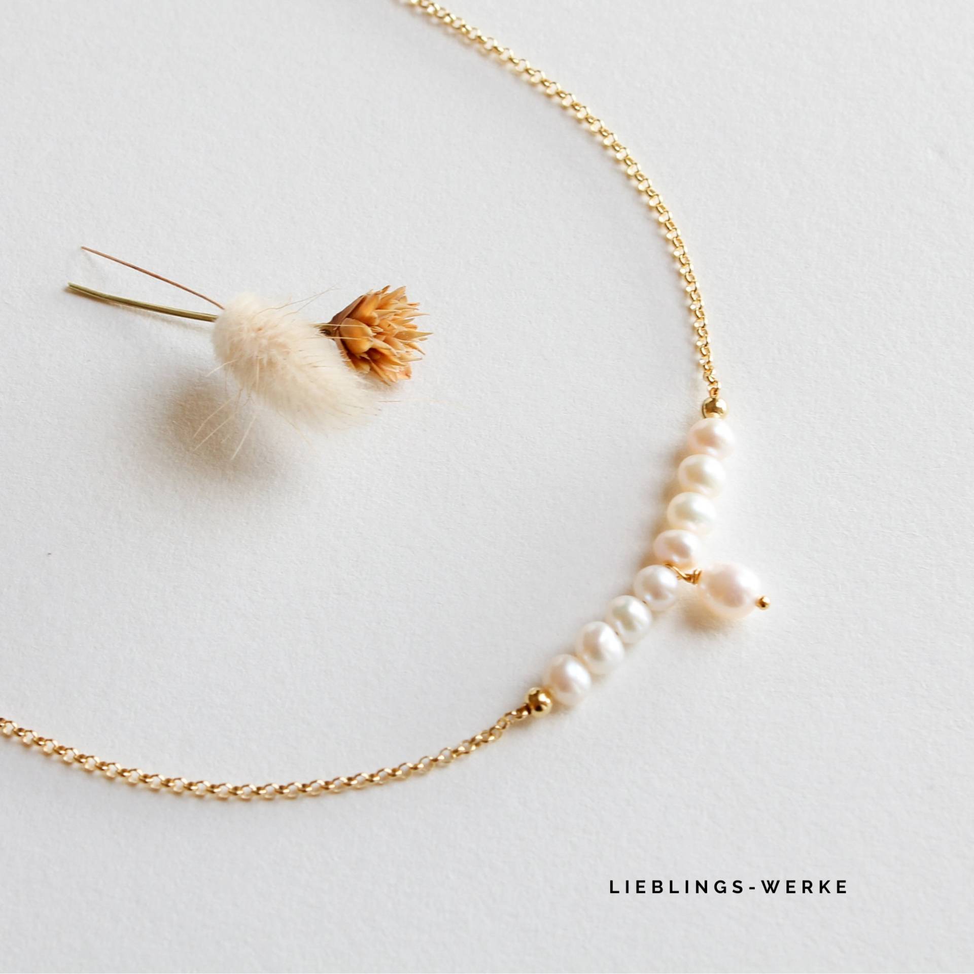 Feine Perlenkette Sterlingsilber Vergoldet/Geschenke Für Sie von lieblingswerkeshop