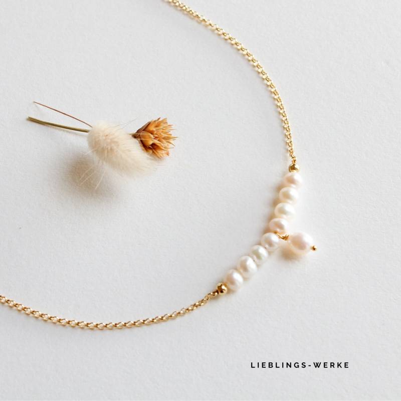 Feine Perlenkette Sterlingsilber Vergoldet/Geschenke Für Sie von lieblingswerkeshop