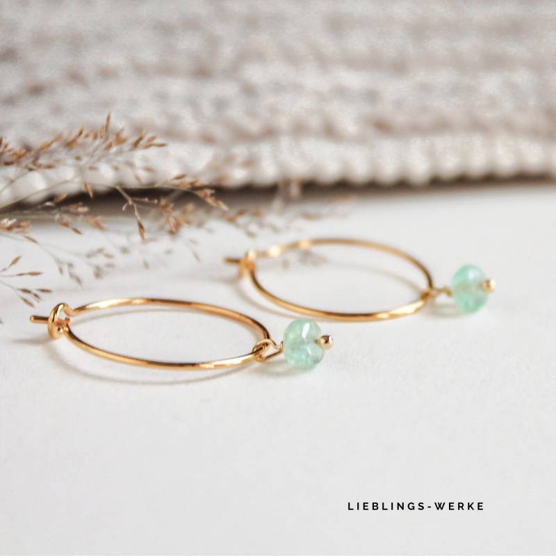 Feine Smaragd Creolen Sterlingsilber Vergoldet/ Ohrringe Gold/ Geschenke Für Sie von lieblingswerkeshop