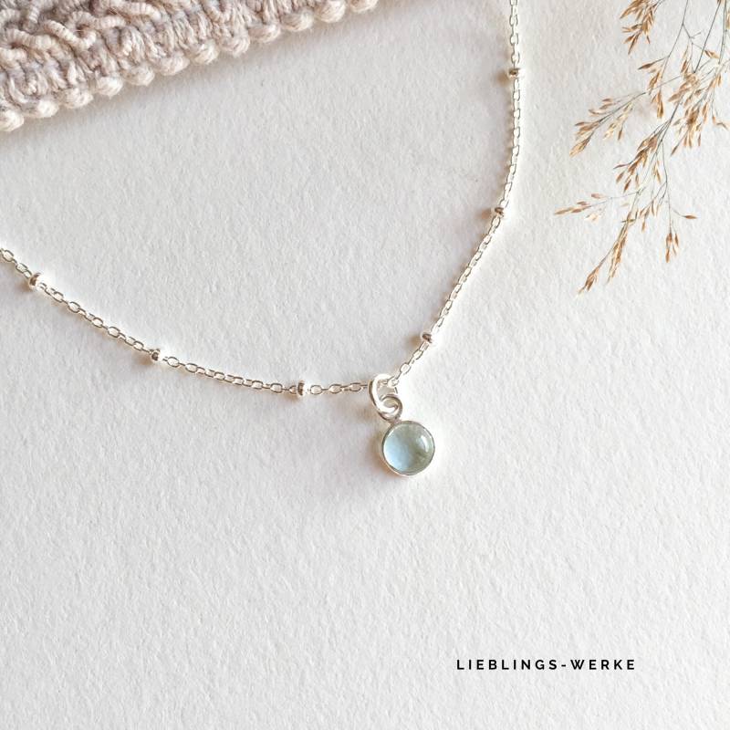 Filigrane Aquamarin Kette 925 Sterlingsilber/ Halskette Silber/ Aquamarinkette /Silberkette/Satellitenkette/Weihnachtsgeschenke Für Sie von lieblingswerkeshop