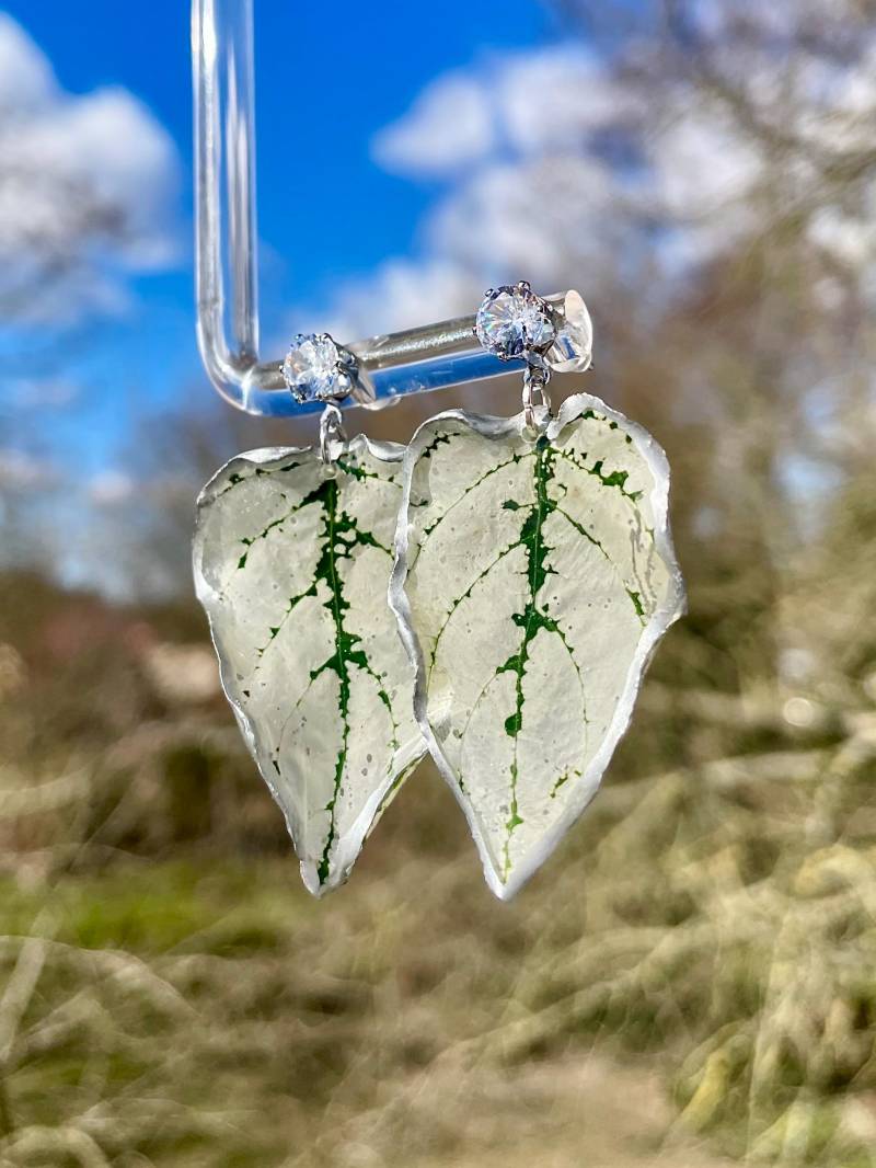 Blüten Ohrringe - Echte Blätter Von Punktblume in Epoxidharz Blumenschmuck- Blütenschmuck Boho Naturschmuck von liebsterschmuck