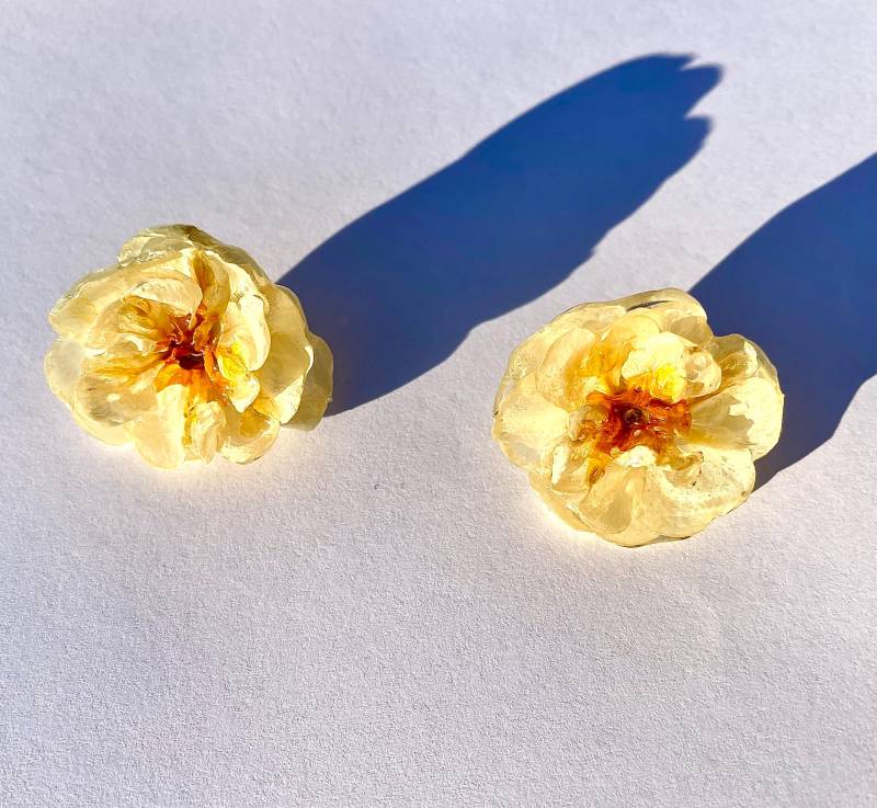 Echte Blüten Ohrringe - Echte Narzissen in Epoxidharz Blumenschmuck Blütenschmuck Boho Hochzeit Naturschmuck 925 Silber von liebsterschmuck