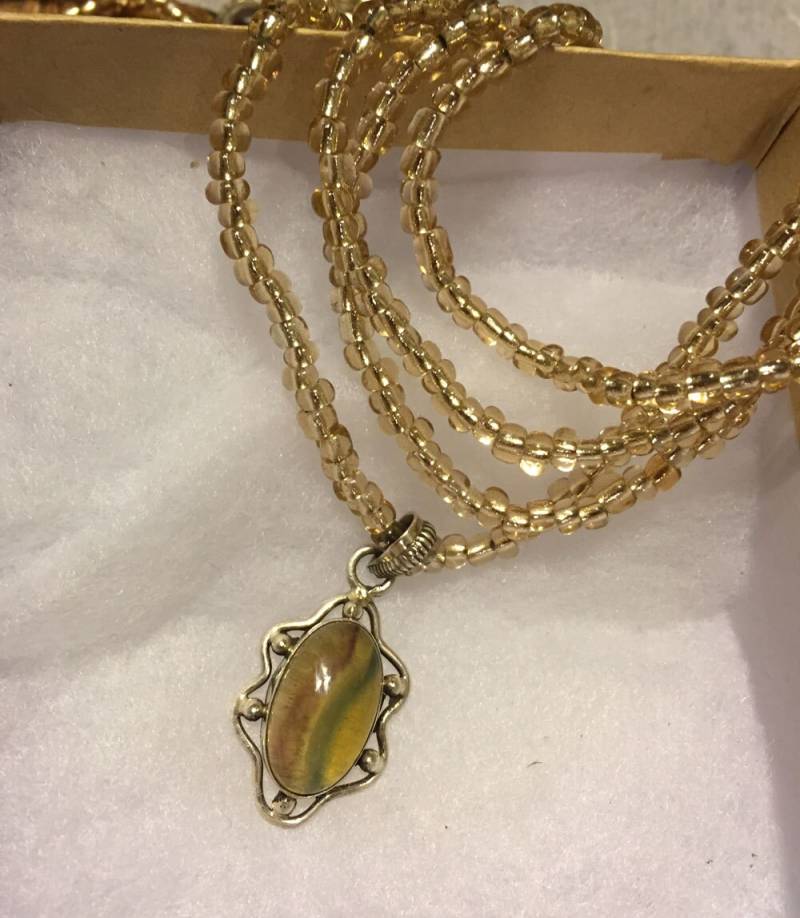 Leben Boho - Urlaub Bling Rutilquarz Halskette Gold Glasperlen, Halskette, Echt, Perlen, Sterling Silberanhänger von lifeboho