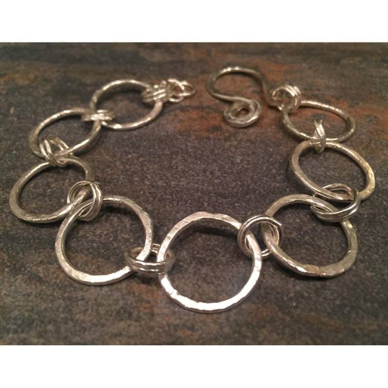 Lifeboho Handgeschmiedeter Sterling Silber Gehämmert Link Armband Link, Verstellbar, Frau Handgemachte Kettenarmband Versandkostenfrei von lifeboho