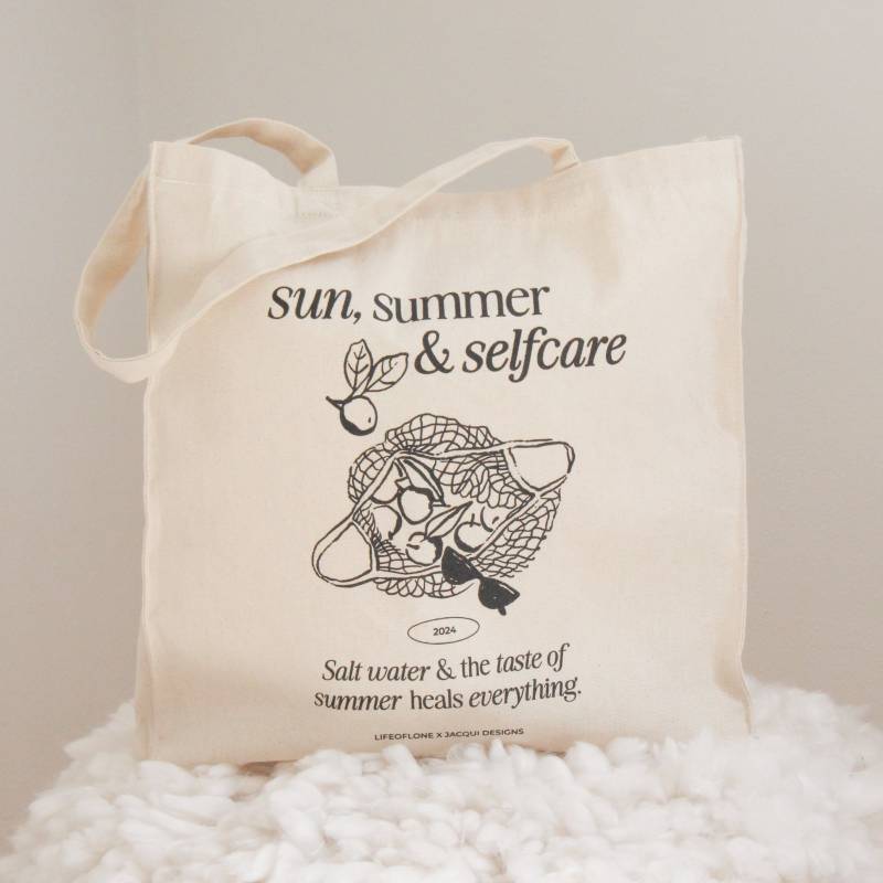 Baumwollbeutel "Summer', Jutebeutel, Tasche, Sommer Beutel Baumwollbeutel "Summer', Jutebeutel, Tasche, Sommer Beutel von lifeoflone