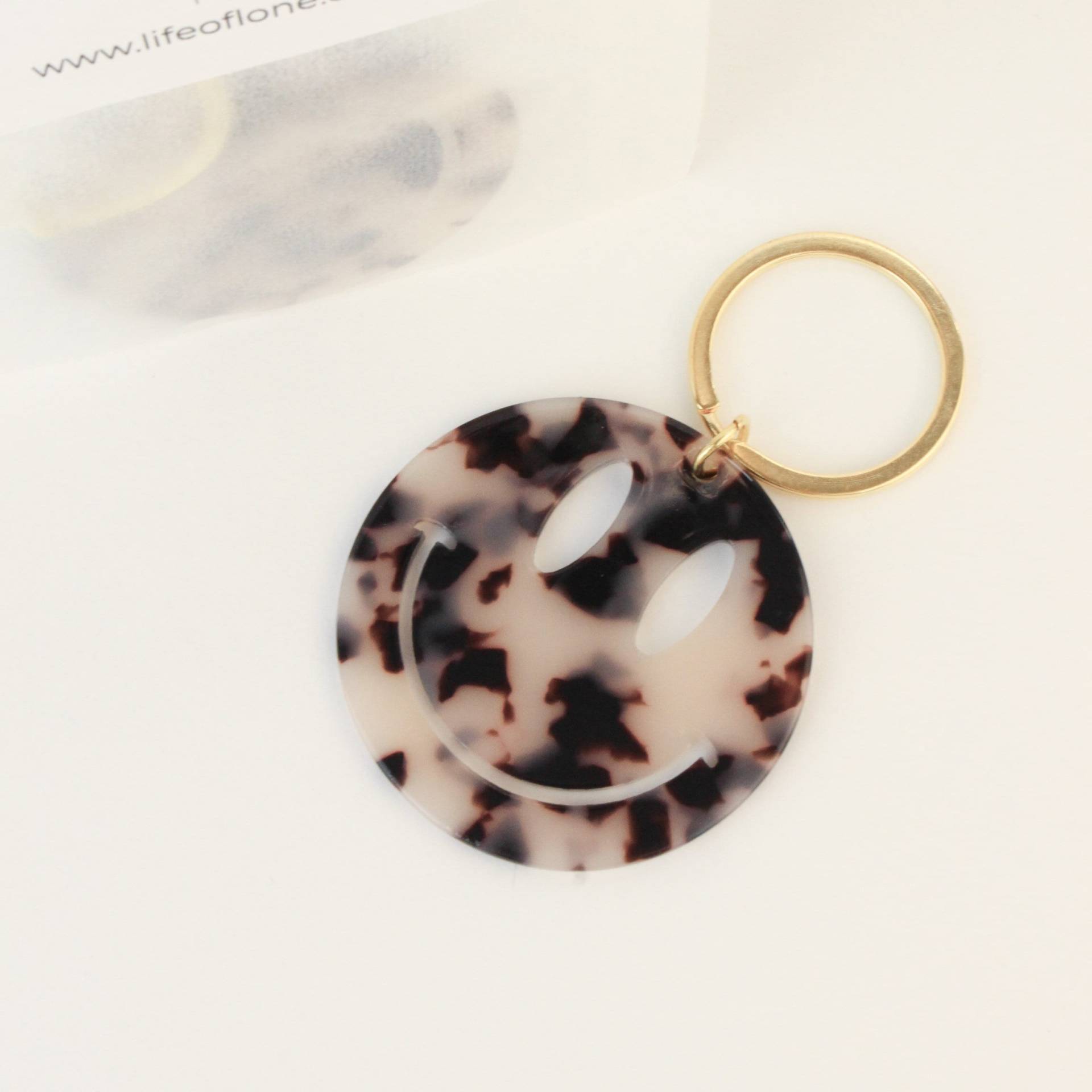 Schlüsselanhänger "Happy Brown', Smiley Keychain, Geschenk Zum Einzug, Leo Print Anhänger Schlüsselanhänger "Happy Brown', Smiley Keychain, Geschenk Zum Einzug, Leo Print Anhänger von lifeoflone
