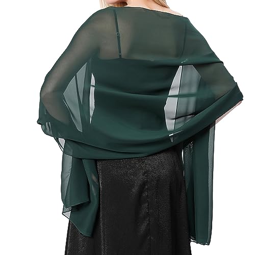 Stola Damen Halstuch Chiffon Sommer Schal Damen Festliche Stola für Abendkleid oder Brautkleid Hochzeit Scarf (Dunkelgrün) von lifwimner