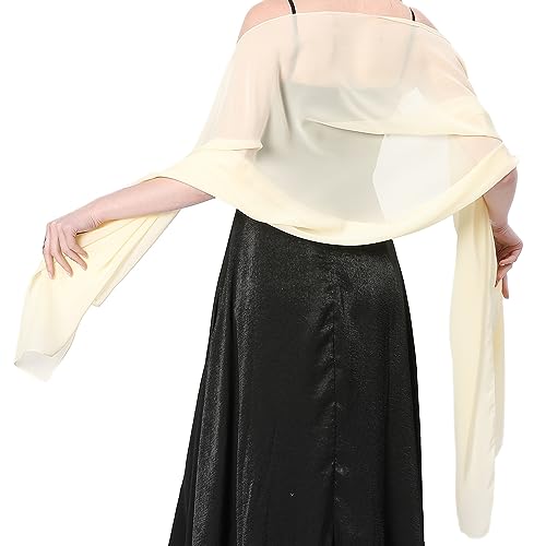 Stola Damen Halstuch Chiffon Sommer Schal Damen Festliche Stola für Abendkleid oder Brautkleid Hochzeit Scarf (Hellgelb) von lifwimner