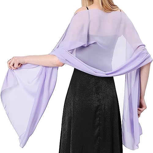 Stola Damen Halstuch Chiffon Sommer Schal Damen Festliche Stola für Abendkleid oder Brautkleid Hochzeit Scarf (Helllila) von lifwimner