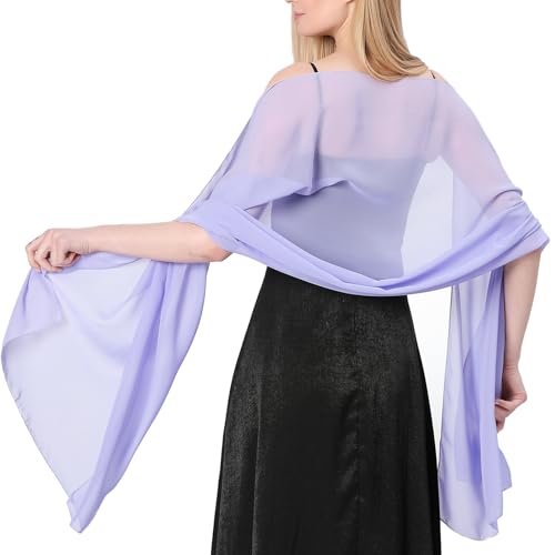 Stola Damen Halstuch Chiffon Sommer Schal Damen Festliche Stola für Abendkleid oder Brautkleid Hochzeit Scarf (Helllila) von lifwimner