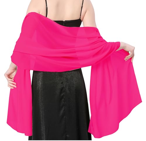 Stola Damen Halstuch Chiffon Sommer Schal Damen Festliche Stola für Abendkleid oder Brautkleid Hochzeit Scarf (Rosenrot) von lifwimner