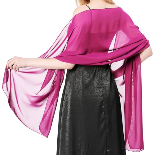Stola Damen Halstuch Chiffon Sommer Schal Damen Festliche Stola für Abendkleid oder Brautkleid Hochzeit Scarf (Rosenrot) von lifwimner