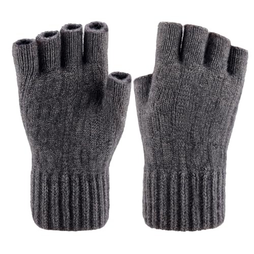 lifwimner Fingerlose Handschuhe,Thermisch Strick Weich Flauschig Touchscreen Winterhandschuhe für Skifahren Radfahren für Herren und Damen(Dunkelgrau) von lifwimner