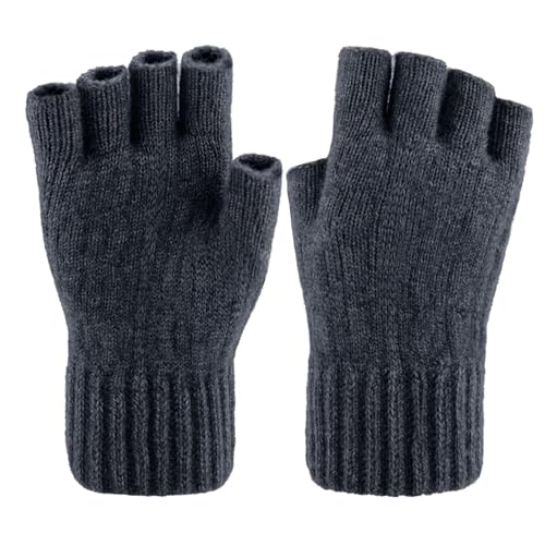 lifwimner Fingerlose Handschuhe,Thermisch Strick Weich Flauschig Touchscreen Winterhandschuhe für Skifahren Radfahren für Herren und Damen(Schwarz) von lifwimner