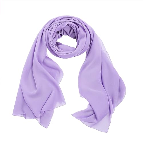 lifwimner Chiffon Schal Damen, Sommer Festliche Schal für Abendkleid, Stola Hijab 175x70 cm Leichte Schals und Tücher Chiffontücher für Braut Sommer Hochzeits (Violett, 175x70 cm) von lifwimner