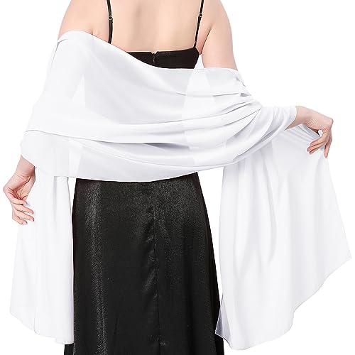 Stola Damen Halstuch Chiffon Sommer Schal Damen Festliche Stola für Abendkleid oder Brautkleid Hochzeit Scarf (Weiß) von lifwimner