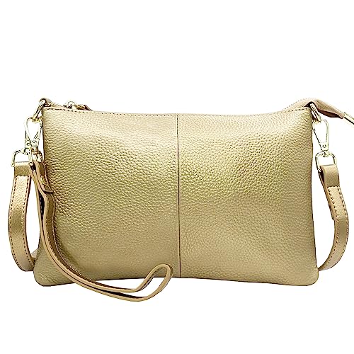 lifwimner Umhängetasche Damen Klein Handtasche Damen Leder Crossbody Schulter Wristlet Geldbörse Clutch Telefon Kreditkartenfächern mit Trageschlaufe (Metallisch) von lifwimner