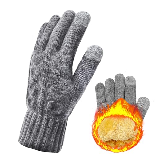 lifwimner Winter Handschuhe Damen Winterhandschuhe Herren Thermo Touchscreen Warme Fleece Strickhandschuhe Outdoor Wintergeschenke für Männer und Frauen(Hellgrau) von lifwimner