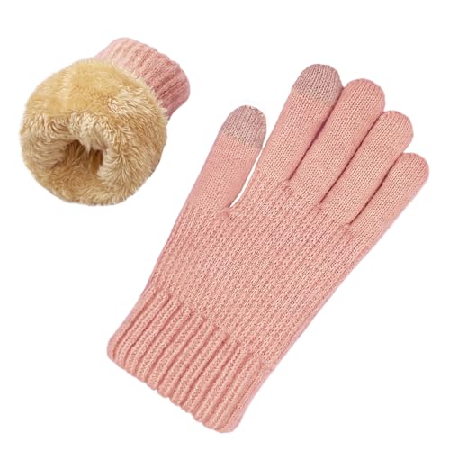 lifwimner Winterhandschuhe Damen mit Fleecefutter, Touchscreen Warme Strickhandschuhe Thermo Winter handschuhe für Outdoor Sport Laufen Radfahren(Rosa) von lifwimner