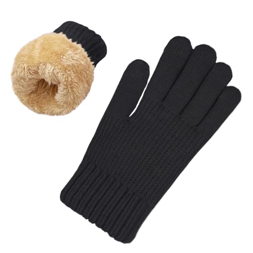 lifwimner Winterhandschuhe Damen mit Fleecefutter, Touchscreen Warme Strickhandschuhe Thermo Winter handschuhe für Outdoor Sport Laufen Radfahren(Schwarz) von lifwimner