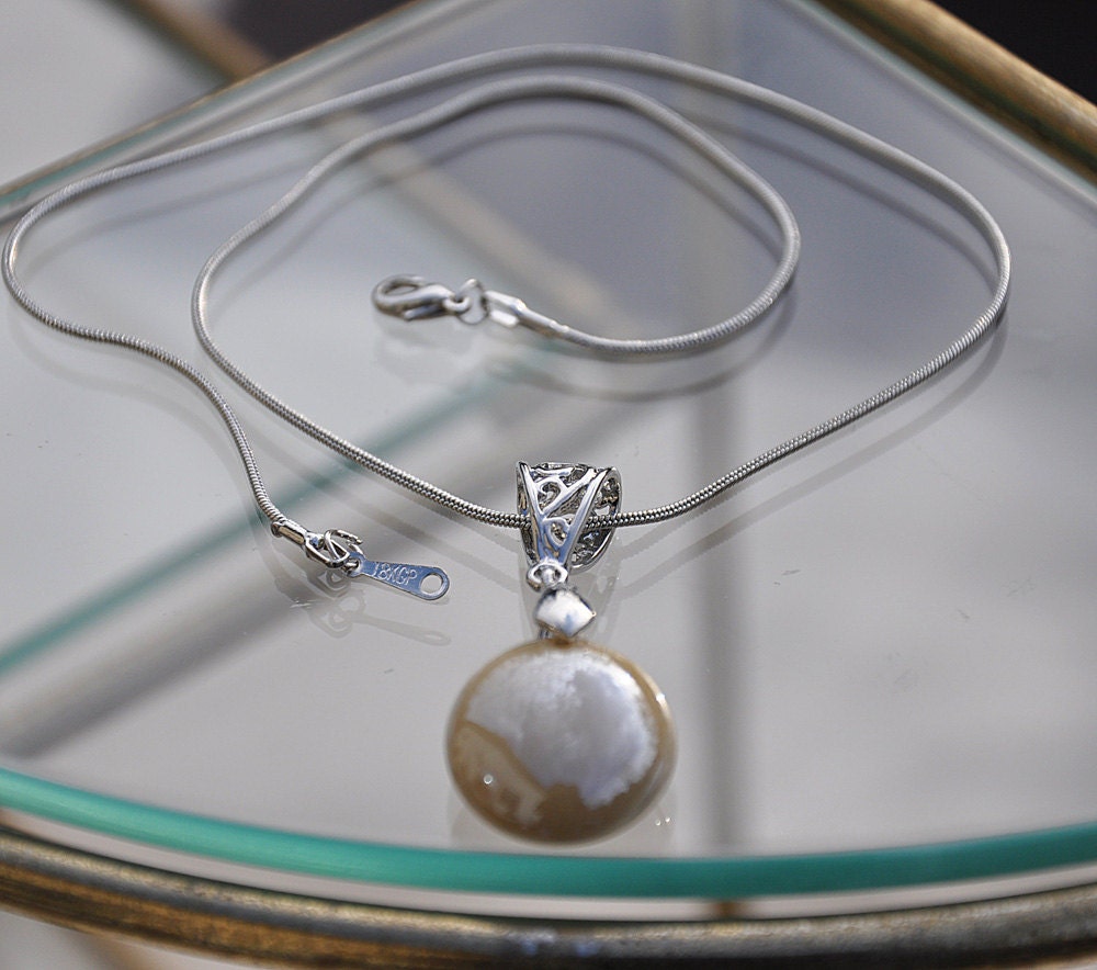 Perlen Taupe Glas Tropfen Halskette von lightcurves