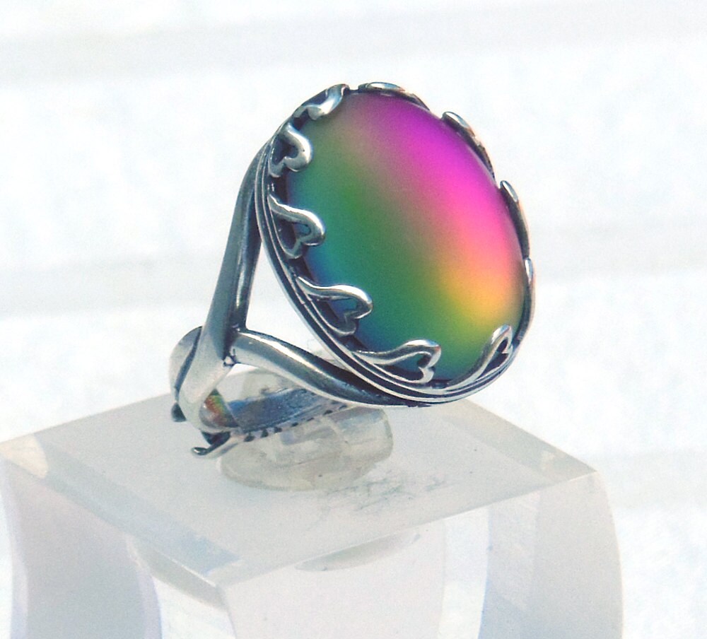 Regenbogen Glas Irrisierendes Herz Einstellbar Ring von lightcurves